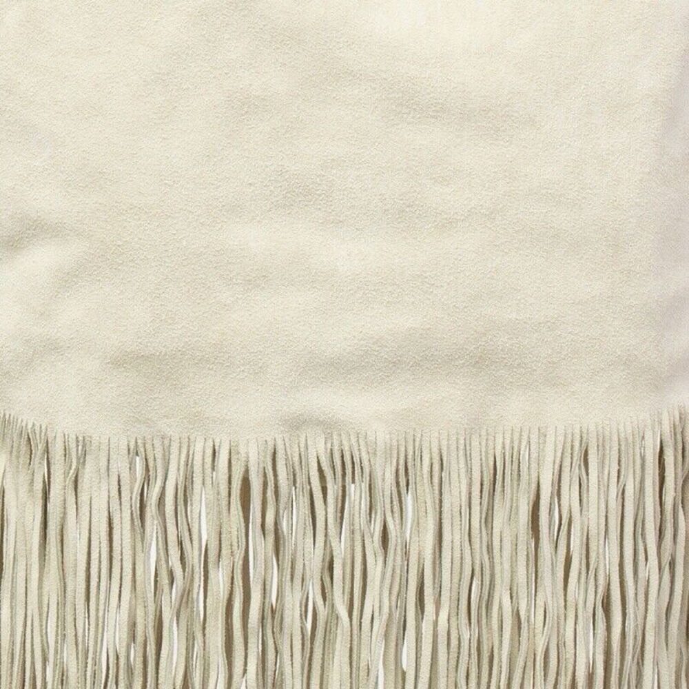 Miu Light Beige Suede Fringe Hobo #129618M28B - Picture 6 of 10